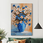 Tableaux Peinture de fleurs dans un vase bleu