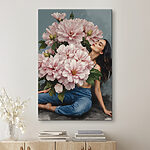 Tableaux Beauté sereine parmi les pivoines en fleurs.