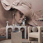 Papier peint Sculpture d'une femme avec un chapeau