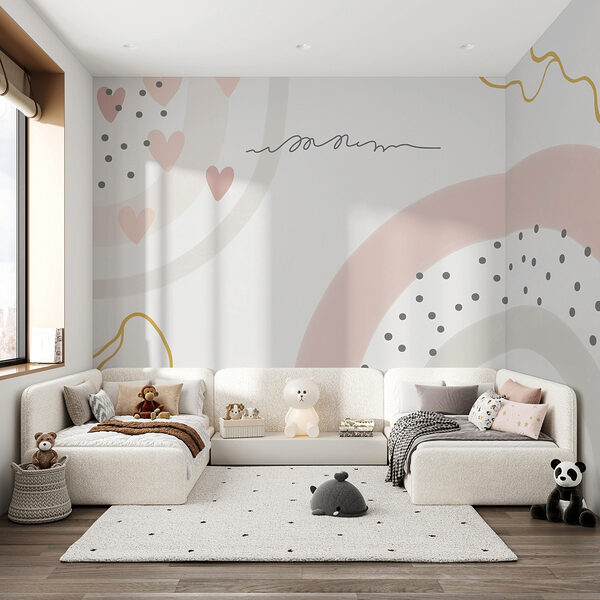 Lot De 2 Tableaux Tapisserie – Scènes Enfantines Champêtres – 47x47cm – Décoration Murale