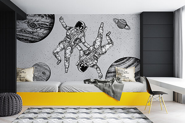 Papier peint Image en noir et blanc d'une planète