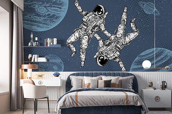 Deux astronautes flottant dans l'espace Papier peint Deux astronautes flottant dans l'espace