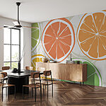 Papier peint Tranches d'agrumes aux couleurs vives