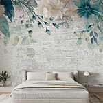 Papier peint Motif floral pastel sur fond texturé