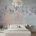 Papier peint Troupe d'oiseaux volant dans le ciel