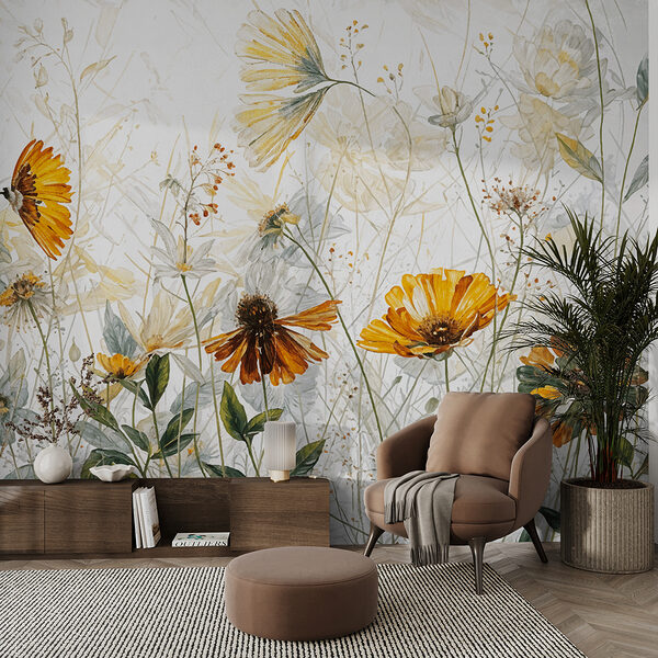 Papier peint Les fleurs sauvages dansent dans la brise