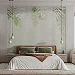 Papier peint Feuilles blanches et vertes