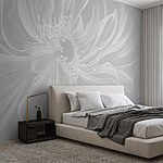 Papier peint Fleur blanche avec un motif tourbillonnant