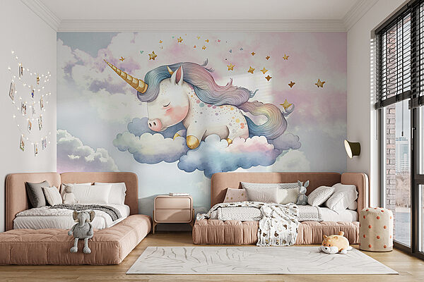 Licorne dormant sur les nuages Papier peint Licorne dormant sur les nuages