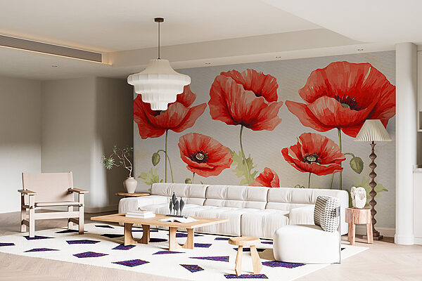 Coquelicots rouges en style aquarelle Papier peint Coquelicots rouges en style aquarelle