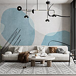 Papier peint Ligne noire sur une surface bleue