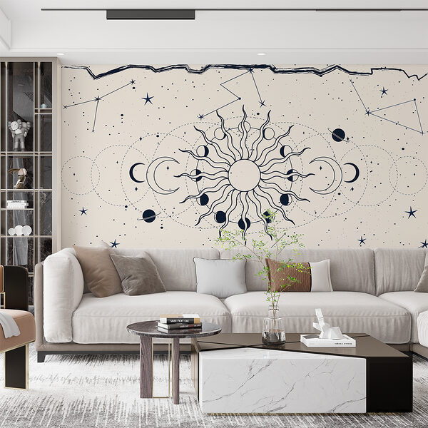 Dessin du soleil et de la lune Papier peint Dessin du soleil et de la lune