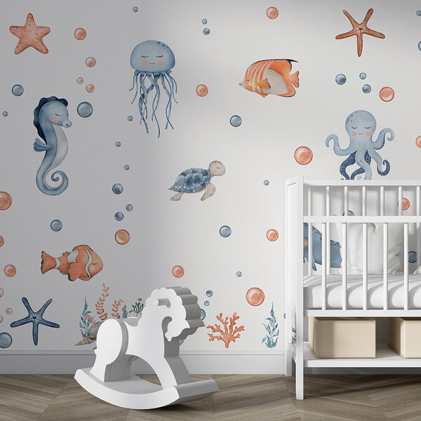 Étoiles de mer et bulles Papier peint Étoiles de mer et bulles