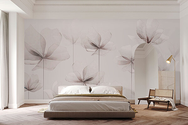 Groupe de fleurs blanches Papier peint Groupe de fleurs blanches