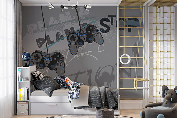 Manette de jeu vidéo sur fond gris Papier peint Manette de jeu vidéo sur fond gris