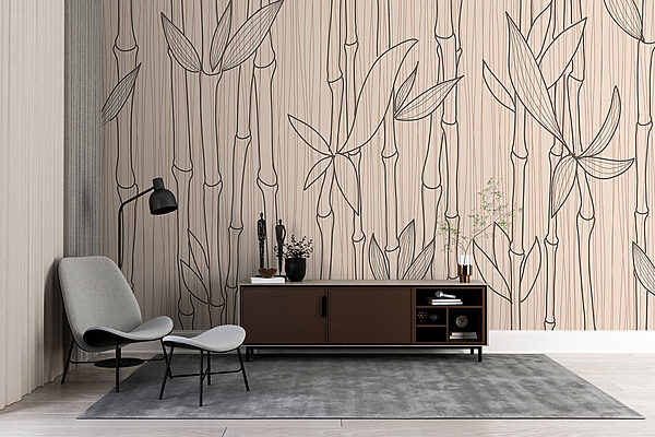 Dessin de bambou sur fond beige Papier peint Dessin de bambou sur fond beige