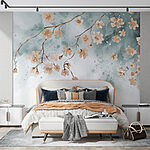 Papier peint Fleur d'aquarelle sur des branches douces