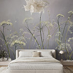 Papier peint Peinture de fleurs sur fond gris