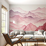 Papier peint Peinture d'une chaîne de montagnes