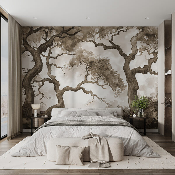 Groupe d'arbres avec des branches Papier peint Groupe d'arbres avec des branches