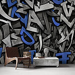 Papier peint Lettre f bleue et noire