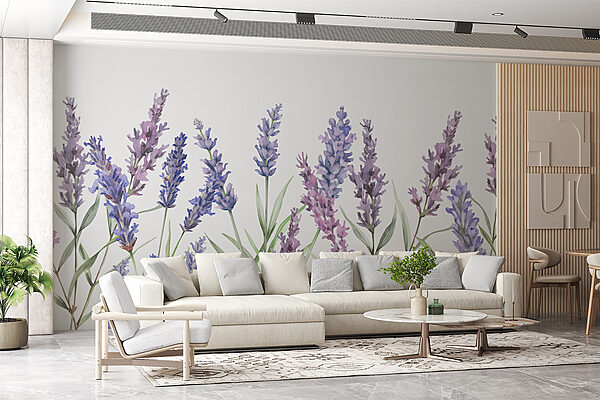 Groupe de fleurs violettes Papier peint Groupe de fleurs violettes