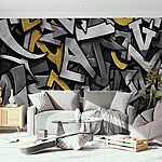 Papier peint Lettres abstraites avec des textures métalliques