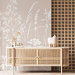 Papier peint Silhouettes blanches de fleurs