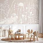Papier peint Silhouettes blanches de fleurs