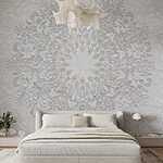 Papier peint Motif floral blanc sur une surface blanche