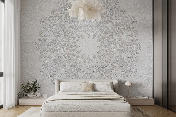 Motif floral blanc sur une surface blanche Papier peint Motif floral blanc sur une surface blanche