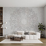 Papier peint Motif floral blanc sur une surface blanche
