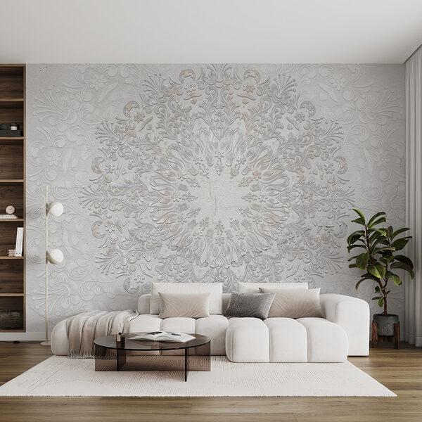 Papier peint Motif floral blanc sur une surface blanche (UGS : w01249) Papier peint Papier peint Motif floral blanc sur une surface blanche (UGS : w01249)