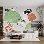Papier peint Art vert et orange