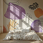 Papier peint Art violet et jaune