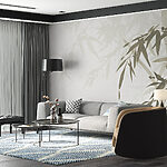 Papier peint Feuilles de bambou sur fond blanc