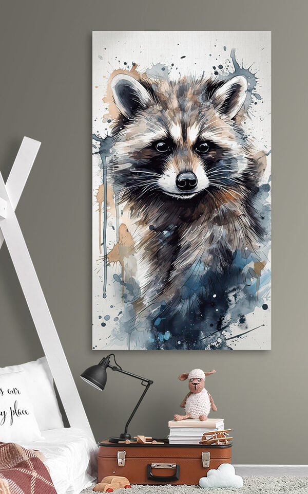 Raton laveur avec des éclaboussures d'aquarelle Tableaux Raton laveur avec des éclaboussures d'aquarelle