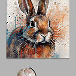 Tableaux Lapin avec éclaboussures de peinture