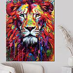 Tableaux Lion coloré aux moustaches blanches