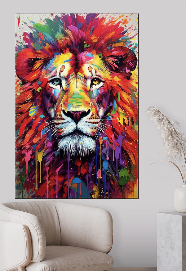 Lion coloré aux moustaches blanches Tableaux Lion coloré aux moustaches blanches