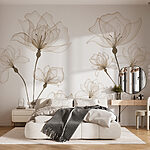 Papier peint Groupe de fleurs avec tiges