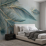 Papier peint Groupe de plumes sur fond blanc