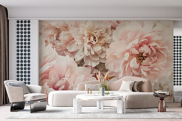 Groupe de fleurs roses Papier peint Groupe de fleurs roses