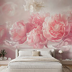 Papier peint Groupe de fleurs roses