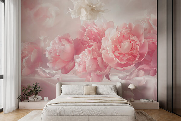 Groupe de fleurs roses Papier peint Groupe de fleurs roses