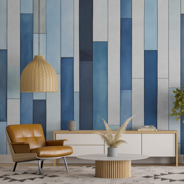 Mur rayé bleu et blanc Papier peint Mur rayé bleu et blanc
