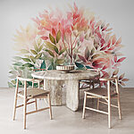 Papier peint Peinture d'un arbre avec des feuilles