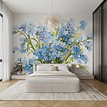 Papier peint Bouquet de fleurs bleues