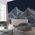 Papier peint Lignes blanches sur une montagne