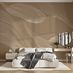 Papier peint Lignes blanches sur fond brun